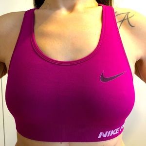 Nike Small Dri Fit Swoosh Sports Bra Racerback Athletic Fushia